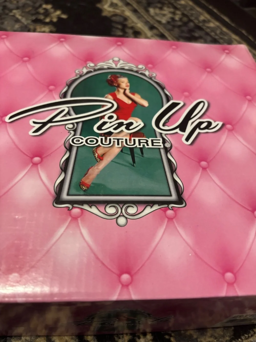 Pleasers - Pin Up Couture - Black Satin White Polka Dot Rose Heels - Size 8